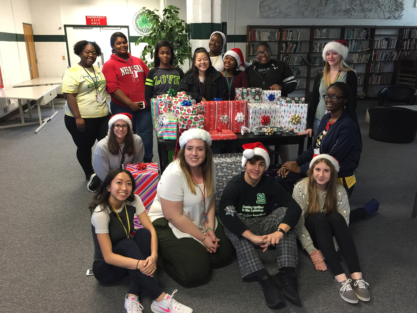 EHS National Honor Society students with Christmas gifts