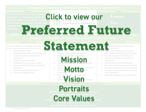 Faded image of Strategic Plan Preferred Future Statement with overlaid text reading 